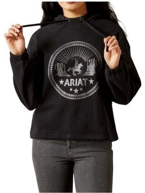 Ariat Tops - Ariat Women's Long Sleeve Essentials Graphic Hooded Pullover Sweatshirt Black